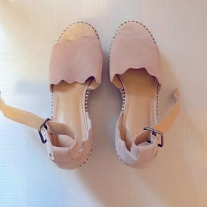 Pink wedge sandals